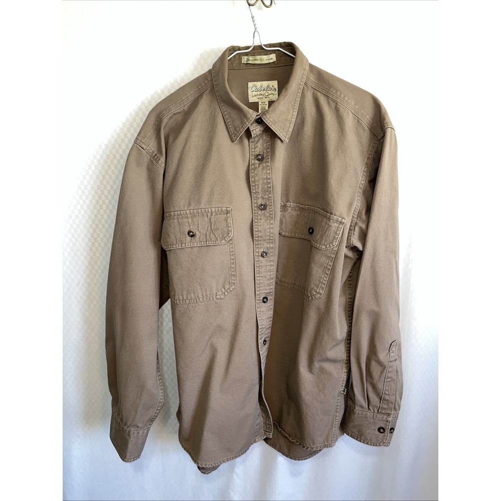 Cabela's Roughneckโ Shirt Men's Med Brown Button Down Heavy Long Sleeve Shirt